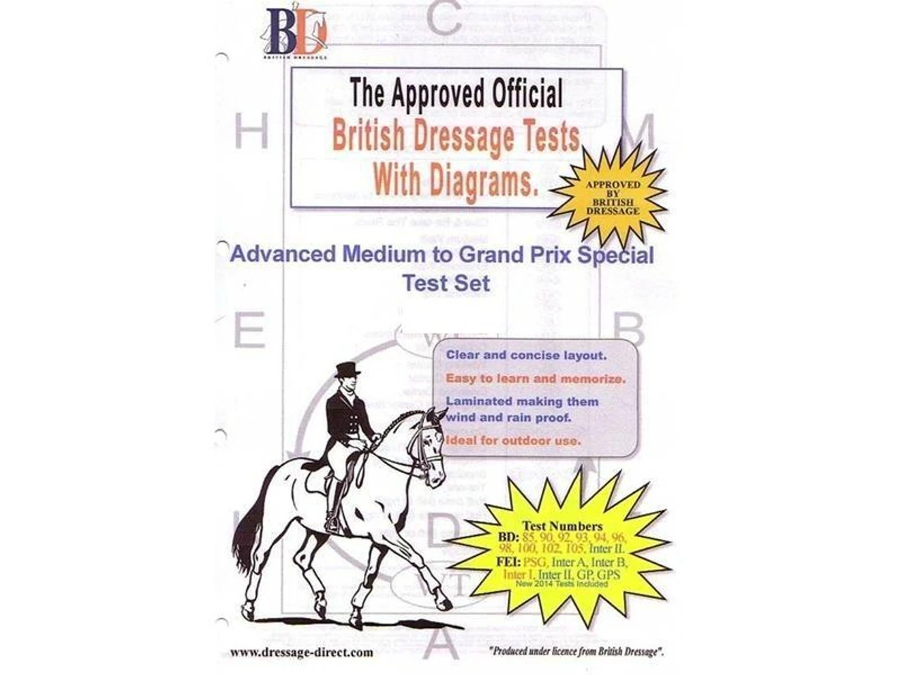 Laminated British Dressage Test Sets- Advanced Medium To GPS 3 Laminated British Dressage Test Sets- Advanced Medium To GPS
