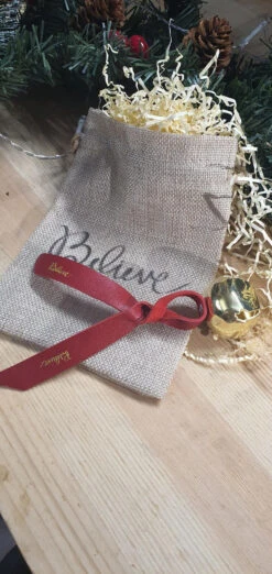 Christmas Believe Bell In Bag With Gift Tag