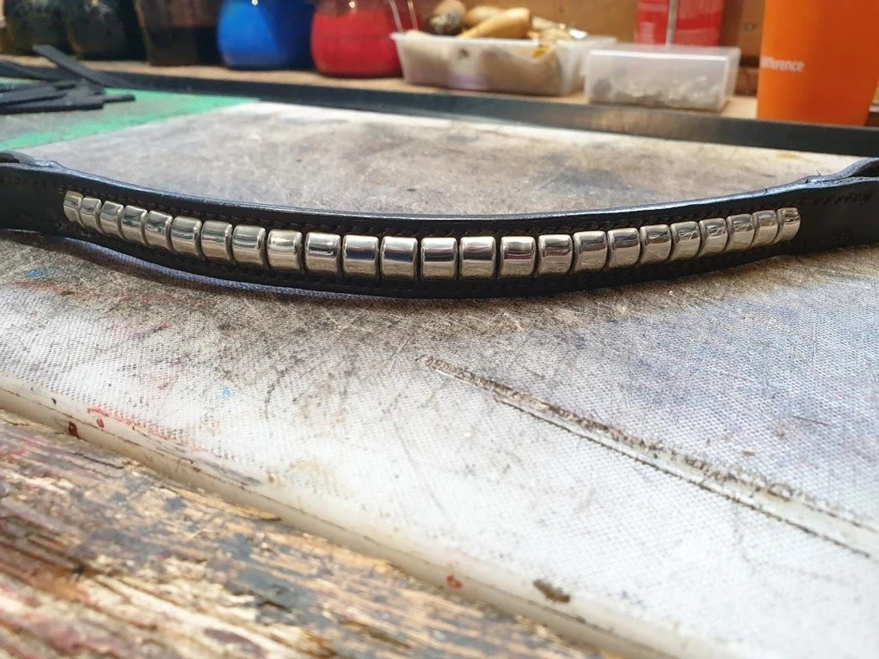 Hand Made English Leather Clincher Browband 3 Hand Made English Leather Clincher Browband