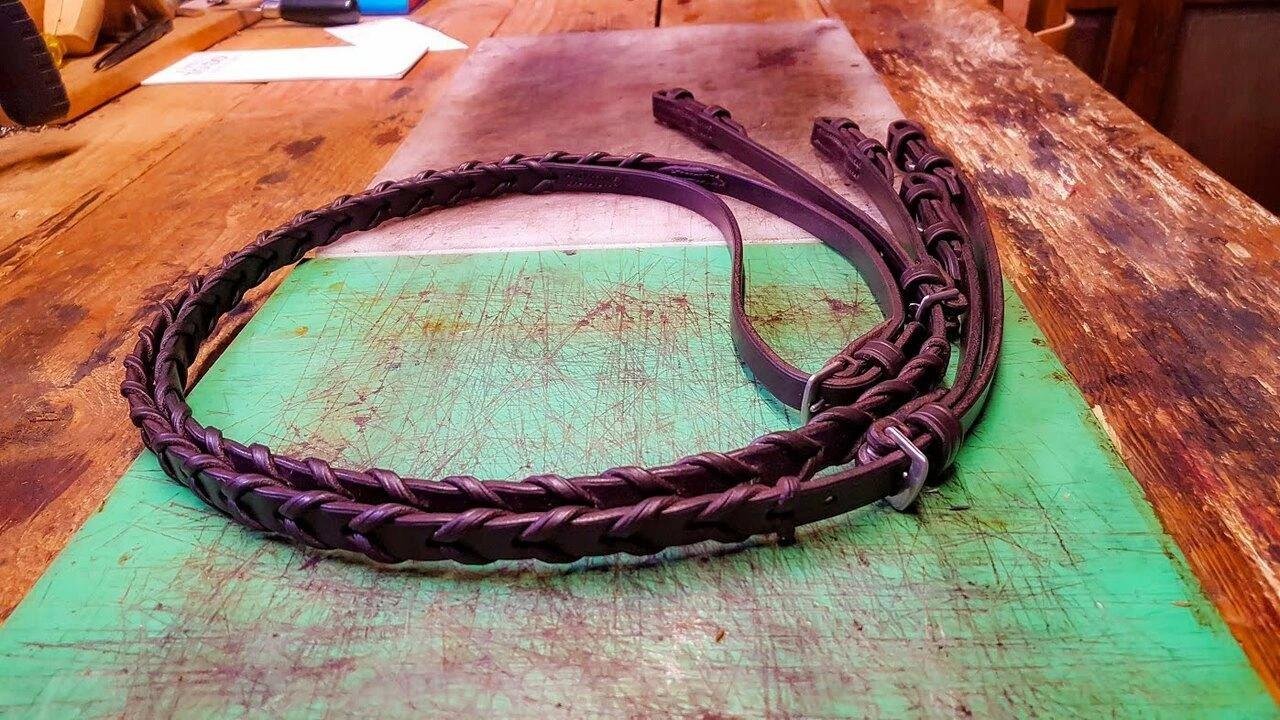 Hand Made English Leather Laced Split Reins 3 Hand Made English Leather Laced Split Reins