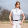 HyFASHION Ladies Roka Show Shirt - White/Silver Crystal -The Horse Care Shop hy equestrian hyfashion ladies roka show shirt whitesilver crystal 48919.1660648405